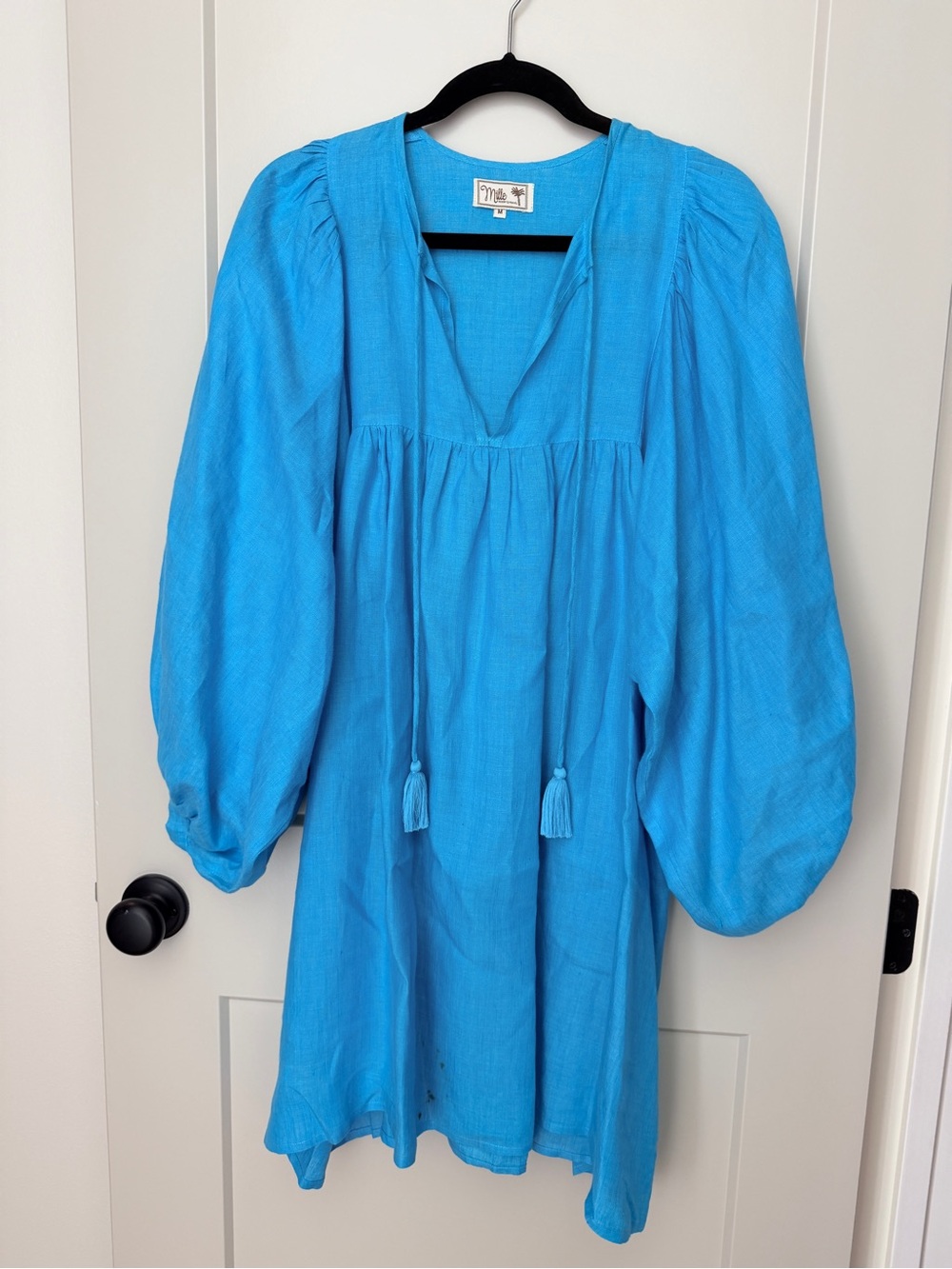Mille Blue Tassel Peasant Dress